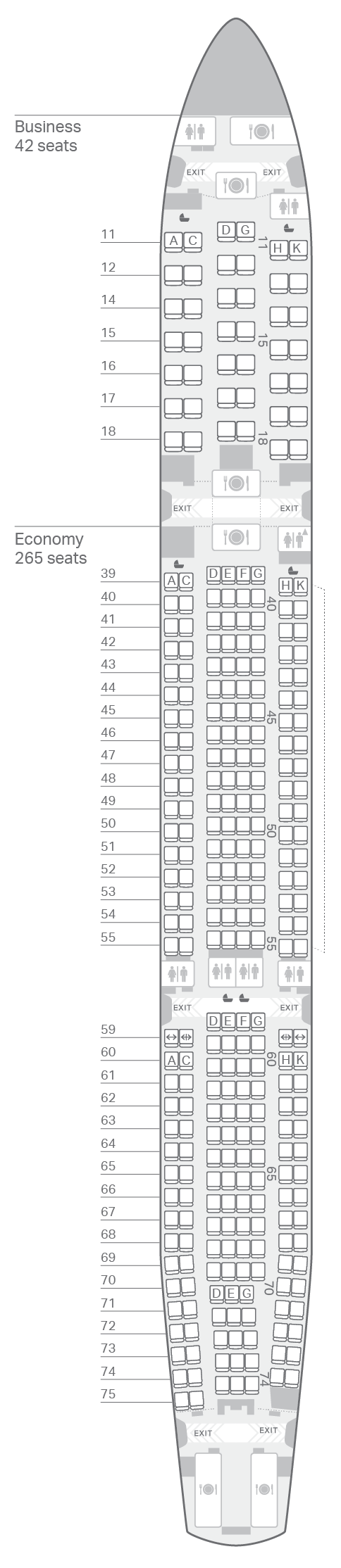 Airbus A330-300 (33B) seating plan