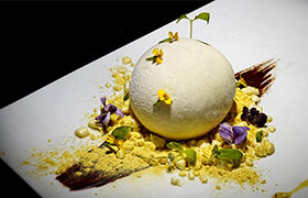 A dish at Gaggan prepared using molecular gastronomy