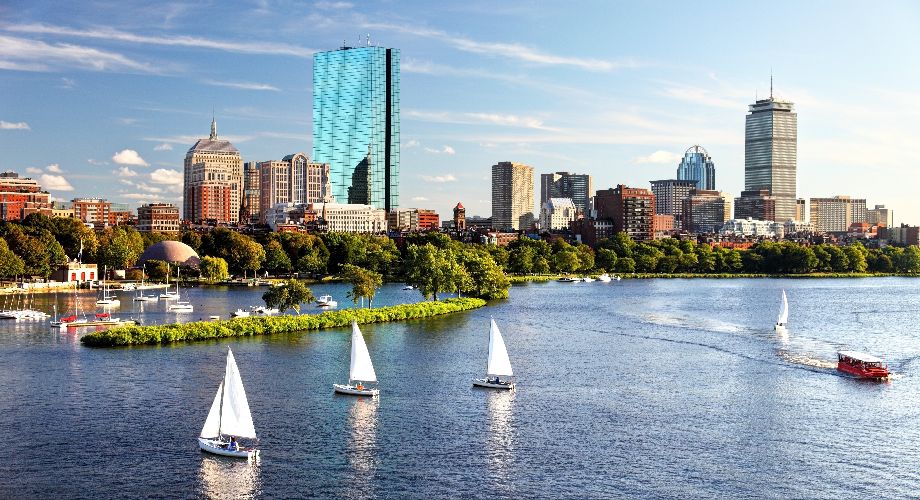 Sail boats on the Charles River, Boston