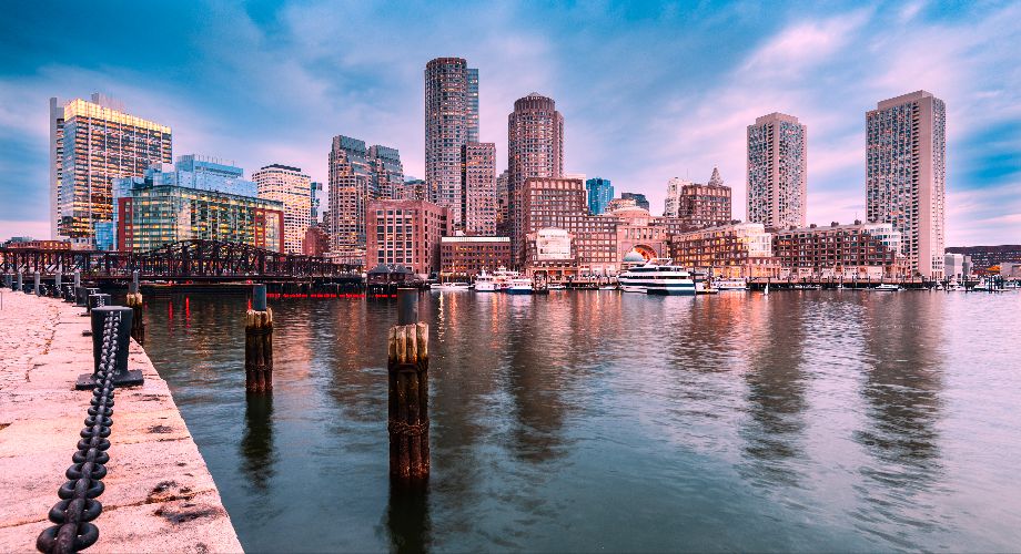 Boston’s skyscrapers as seen from the quay