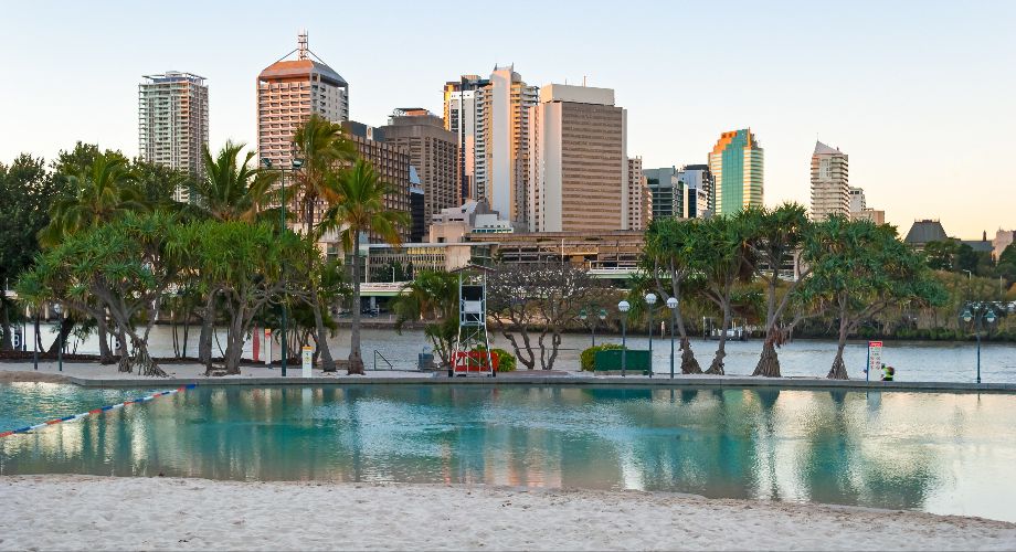 White sand and blue water at Brisbane’s South Bank Beach