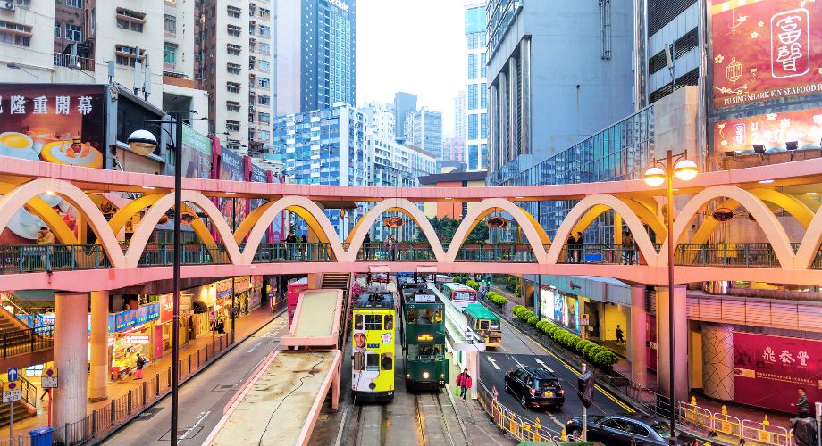 Circular footbridge in Causeway Bay