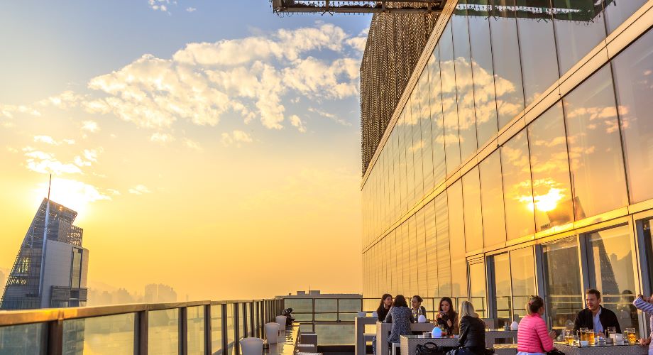 A rooftop bar in Hong Kong
