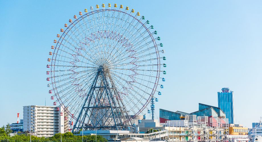 View of Tempozan Ferris Wheel and Osaka Aquarium