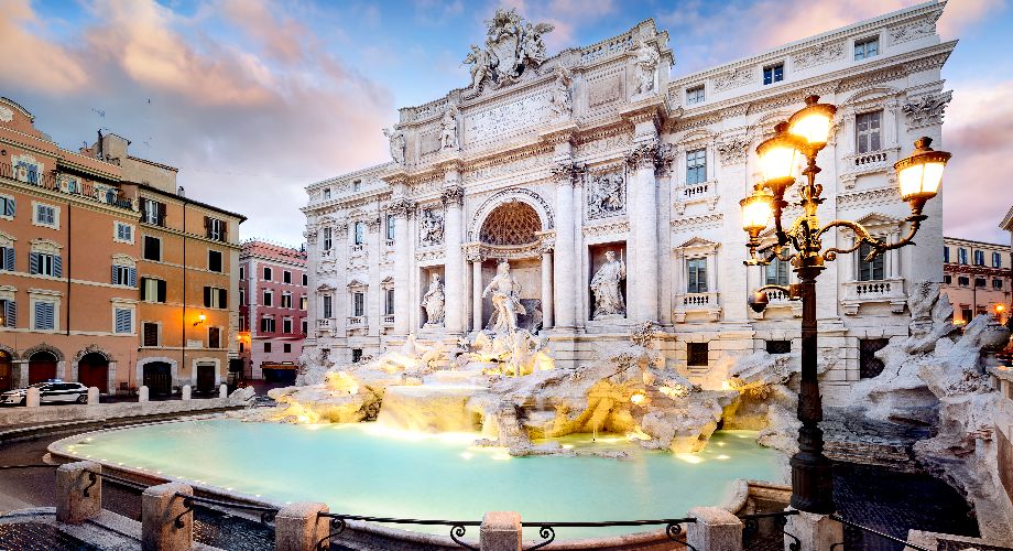 Early evening by the Trevi Fountain in Rome 