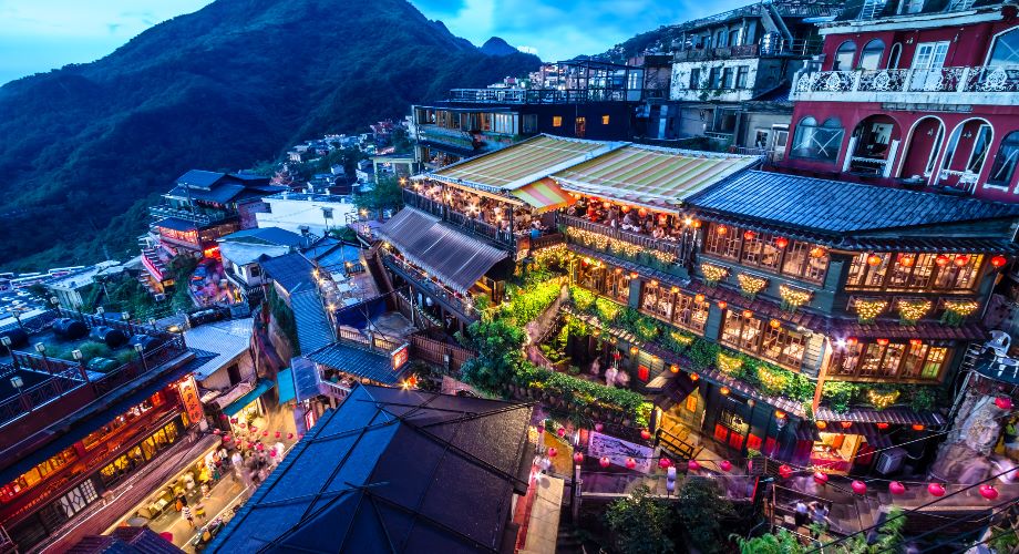 Jioufen Village near Taipei at night 
