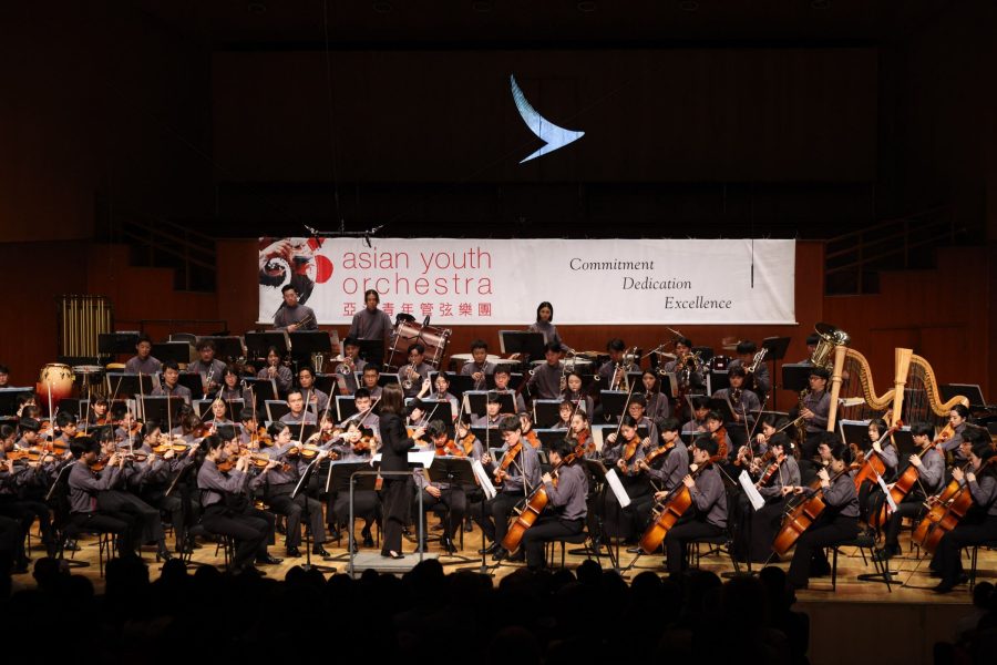 The Asian Youth Orchestra playing instruments