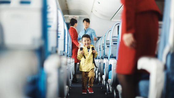 Designers made travel pouches with Cathay uniform features from our old uniforms
