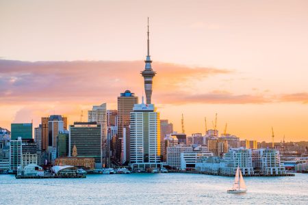 Landschap met boten, Auckland, Nieuw-Zeeland