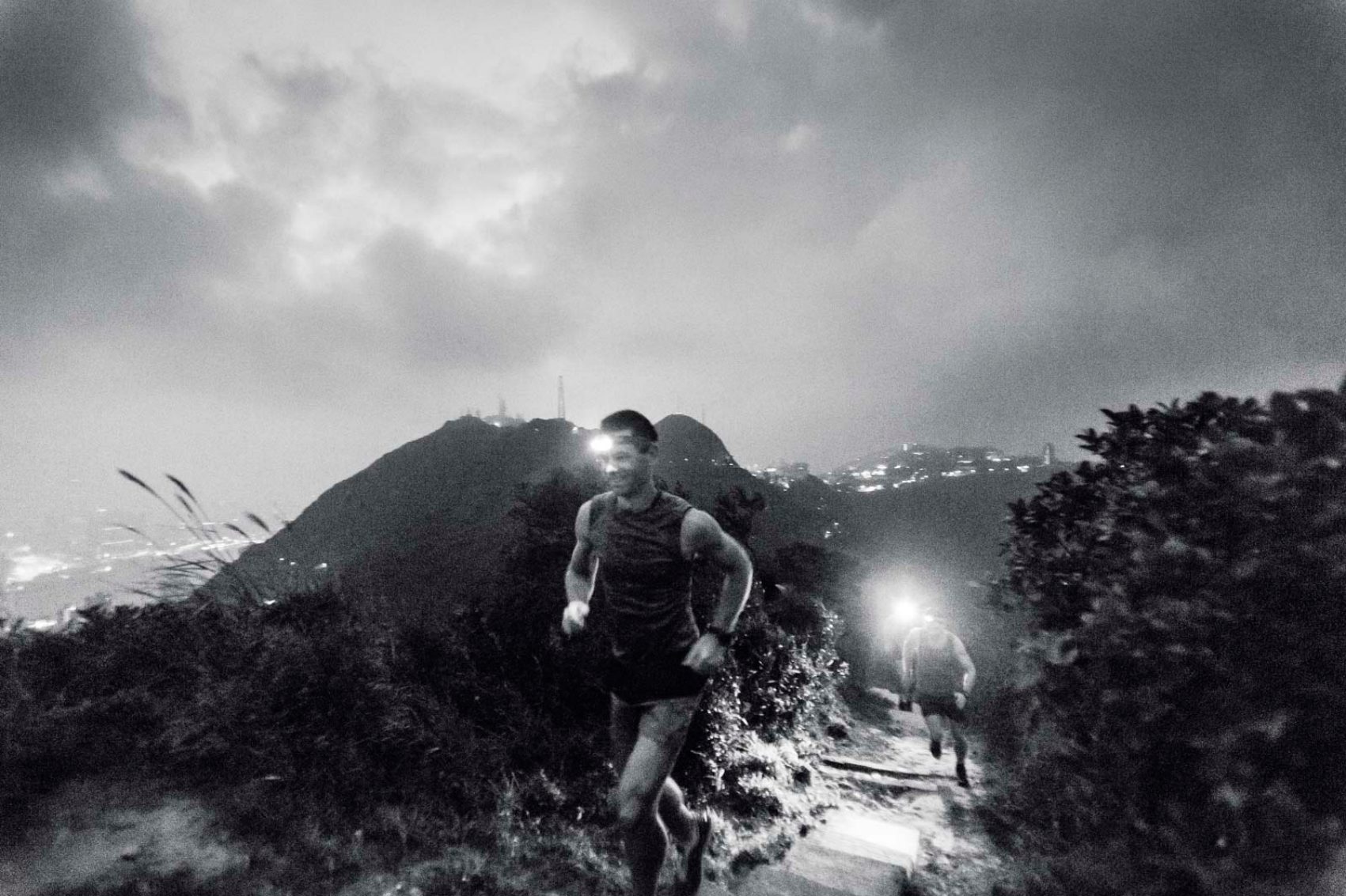 Trail runners go up High West, Hong Kong
