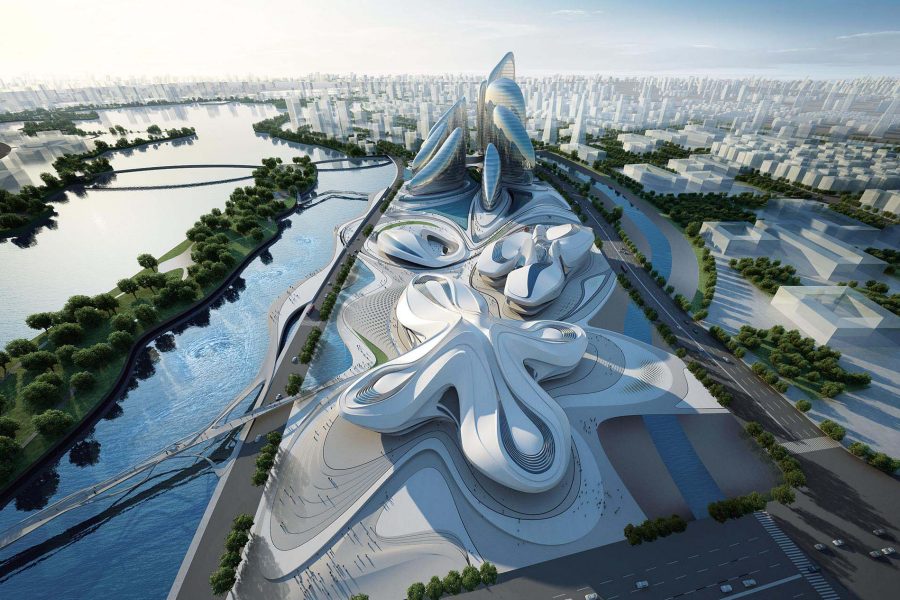 Changsha Meixihu International Cultre & Arts Centre. Credit: Zaha Hadid Architects