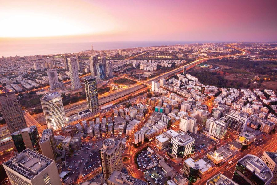 Tel Aviv at sunset, Ramat Gan Exchange District