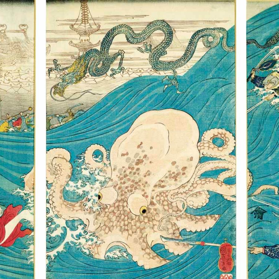 The Sea-wife carrying off the jewel from the Dragon-King's Palace, by Utagawa Kuniyoshi. Japan, 19th century. Image shot 2006. Exact date unknown. Credit: V&A Images/Alamy/Argusphotocredit: V&A Images/Alamy/Argusphoto