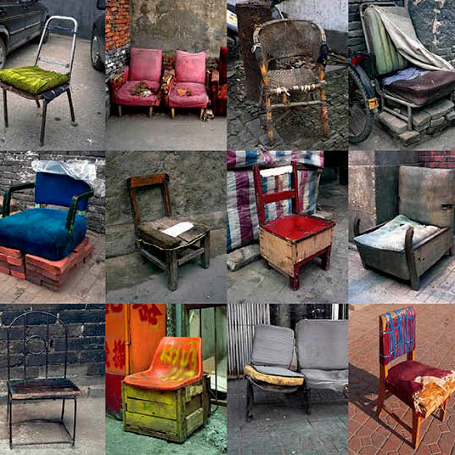 A collection of images from Michael Wolf's series, Bastard Chairs