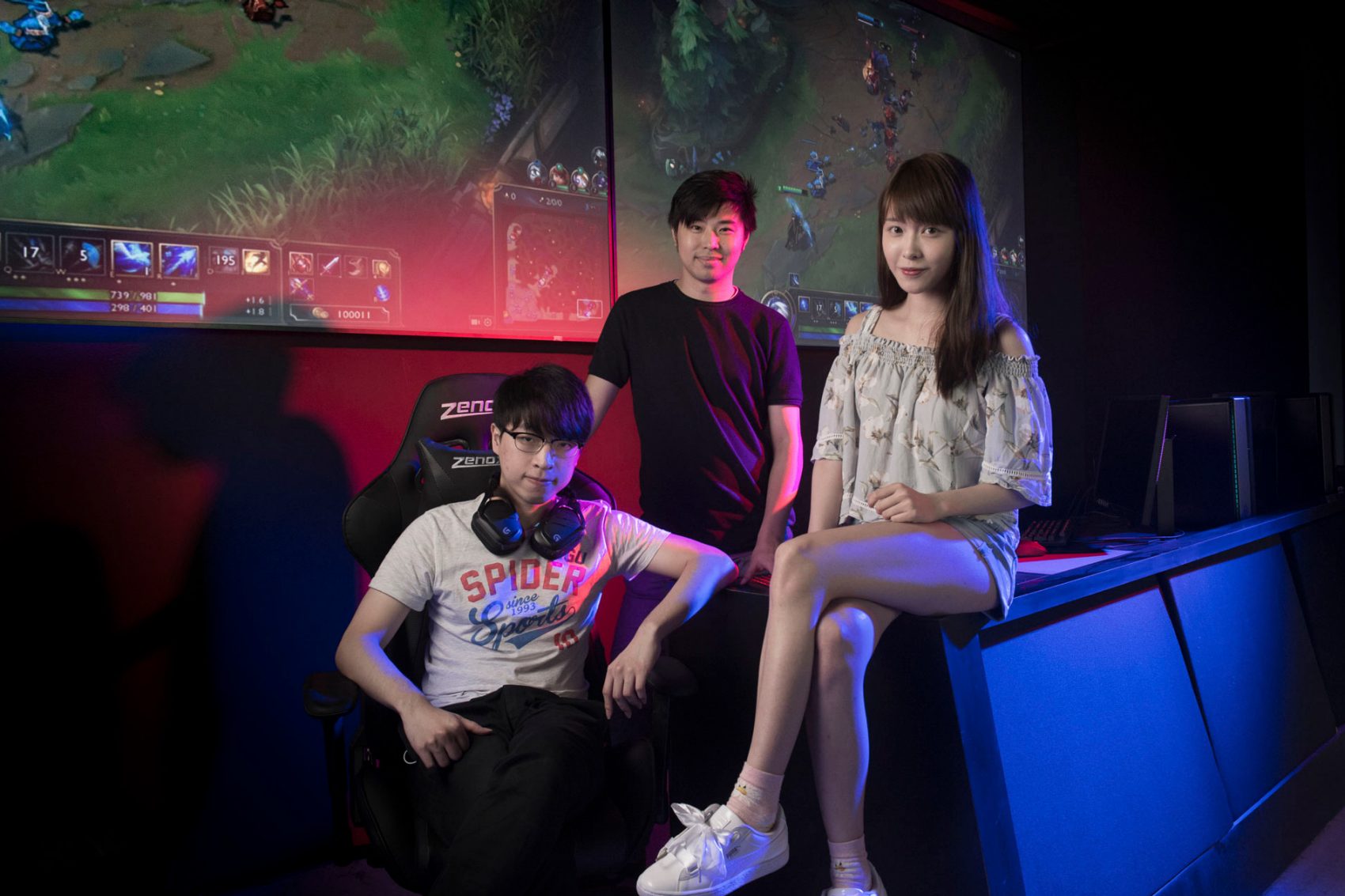 Hong Kong e-sport gamers LOFS, Ryan Chow and Deer. Credit: Calvin Sit