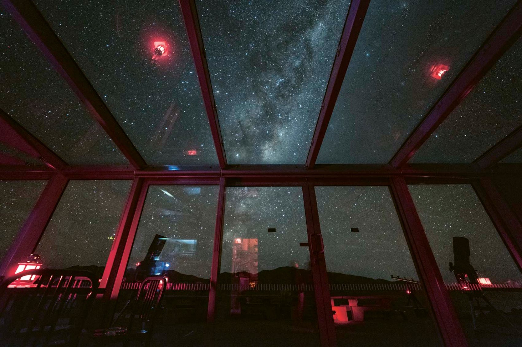 View of the Milky Way from a stargazing platform on the summit of Mount John