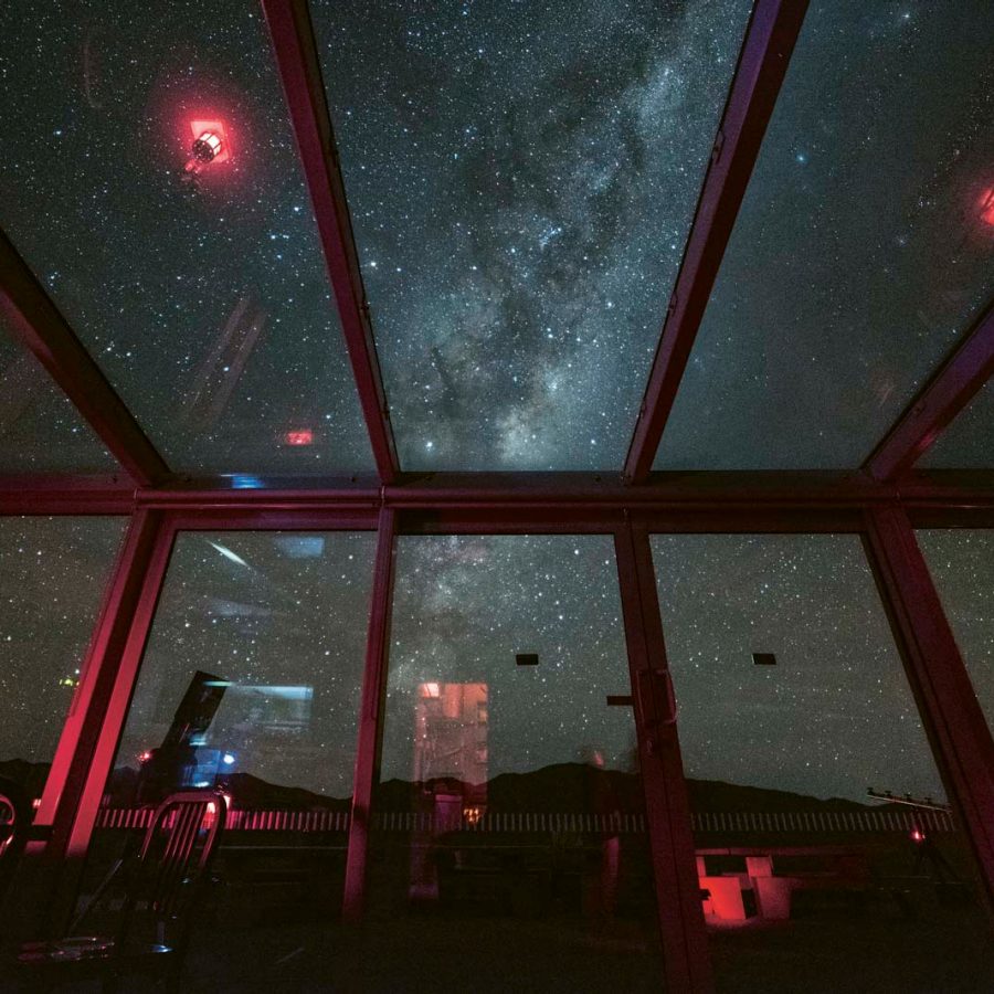 View of the Milky Way from a stargazing platform on the summit of Mount John