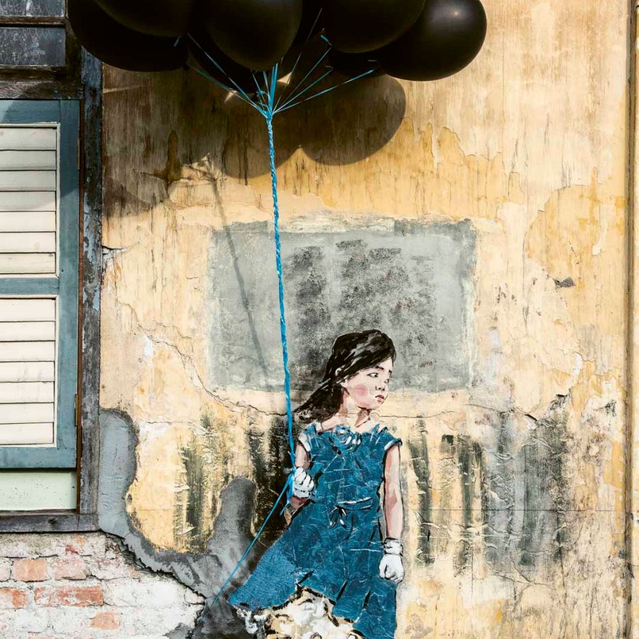 Street painting of a girl.