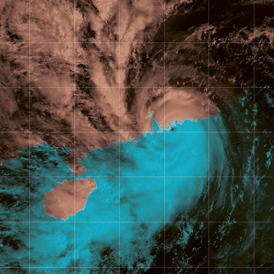 A weather satellite image of Typhoon Hato