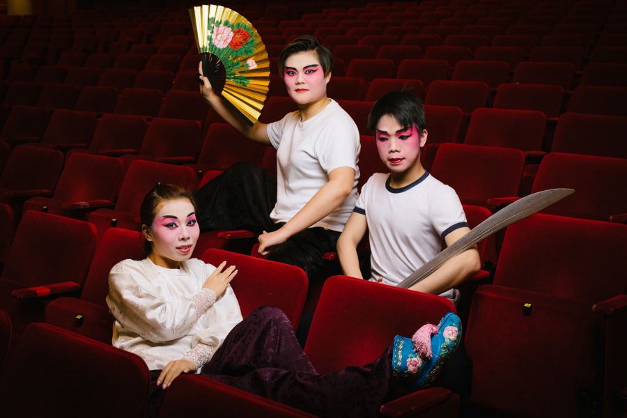 Hong Kong Cantonese opera singers Kristy To, Edgar Ng and Katie Chan. Credit: Calvin Sit