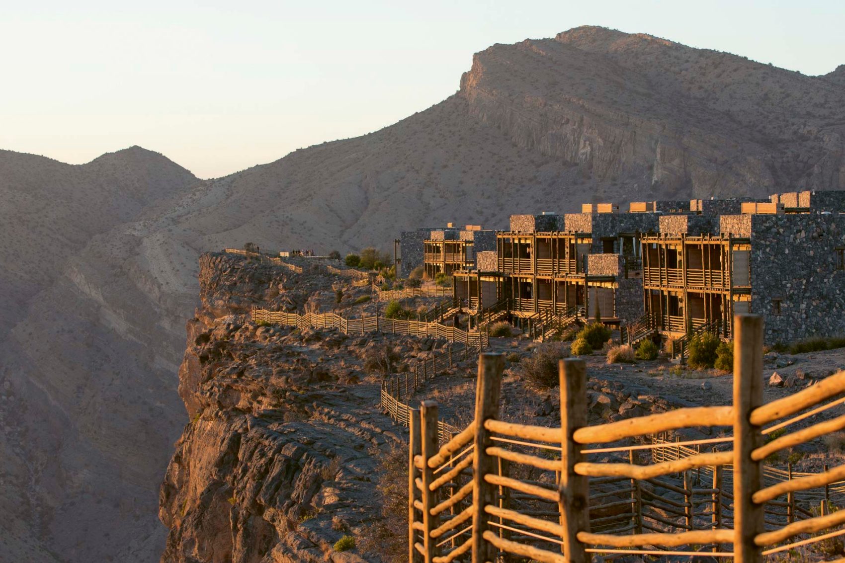 Clifftop villas at sunset
