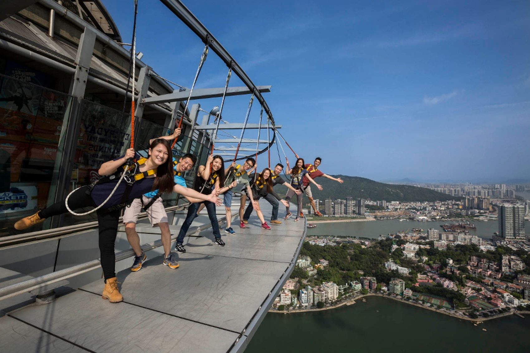 Group of people on the top of Macau Tower