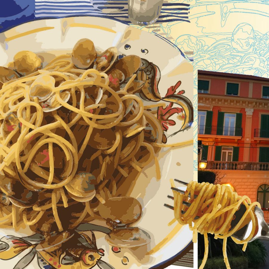 A spaghetti dish in Amalfi Coast, Italy