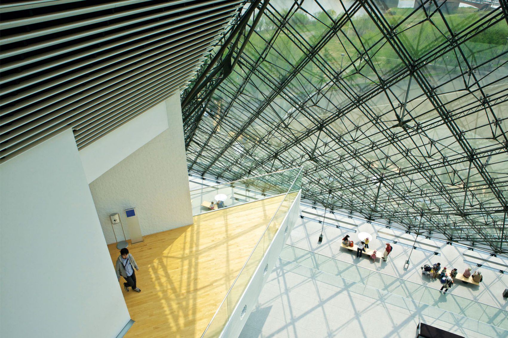 The glass pyramid Hidamari by Isamu Noguchi in Moerenuma Park, Higachi, Sapporo, Japan