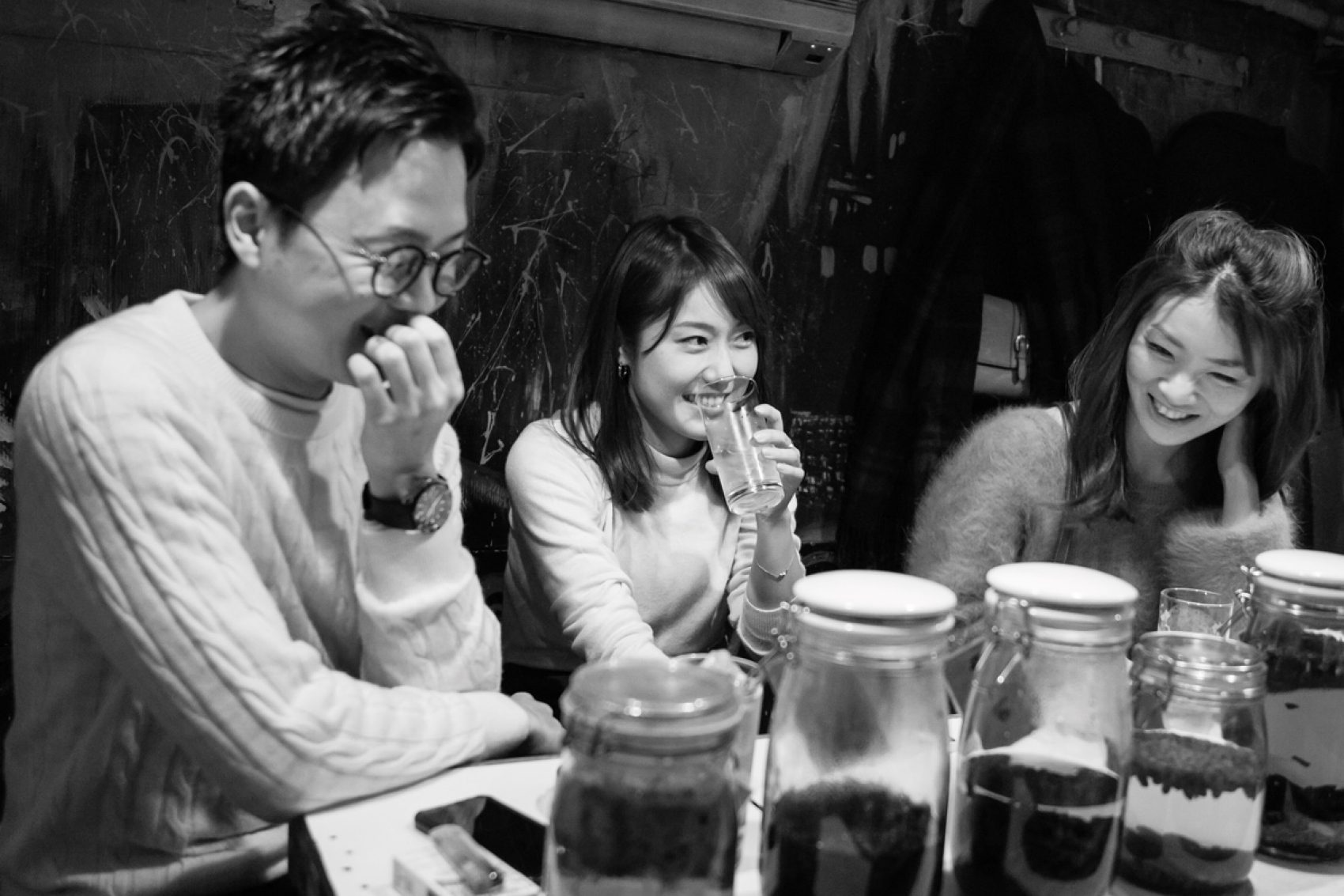 Customers enjoying medicinal liquor in a Tokyo's Yakushu Bar Sangenjaya