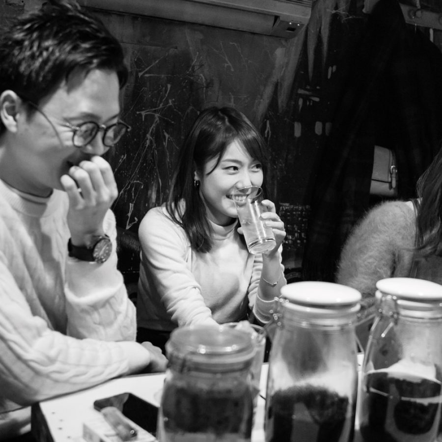 Customers enjoying medicinal liquor in a Tokyo's Yakushu Bar Sangenjaya
