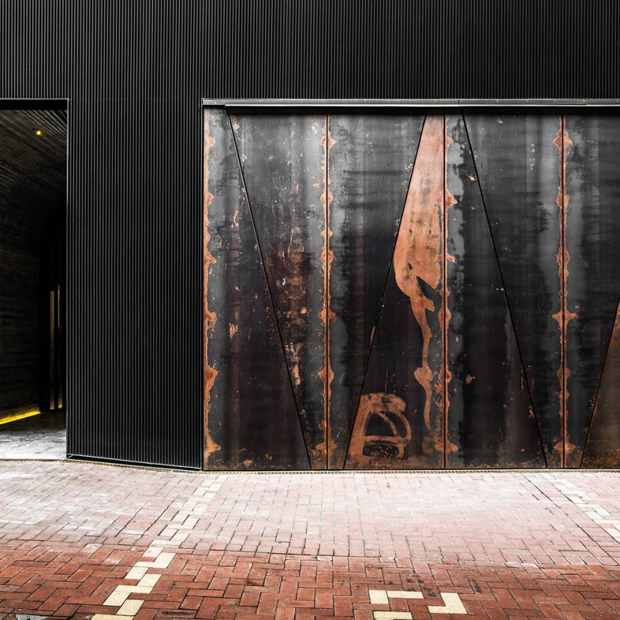 Industrial style entrance to hotel