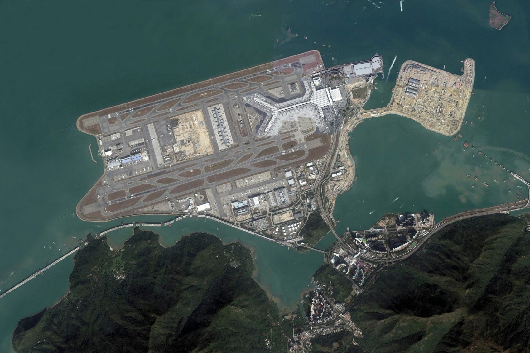 Ariel shot of Kai Tak airport