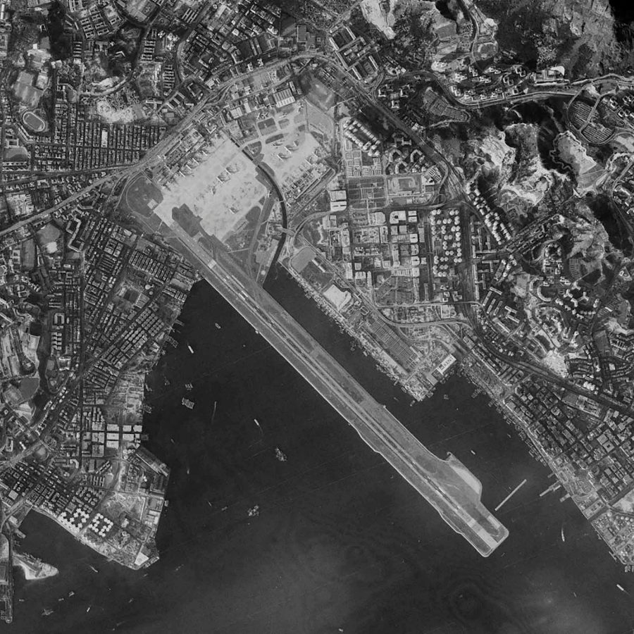 Ariel shot of the land where the old Kai Tak airport was built