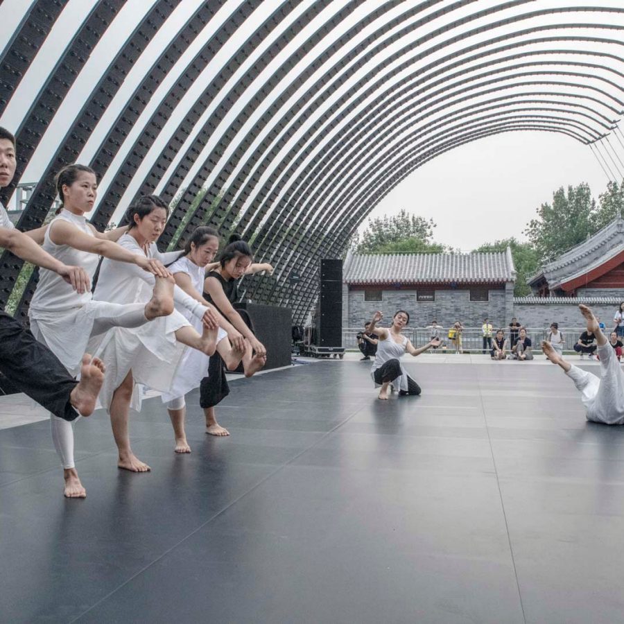 Dancers in the Serpentine Pavilion, Beijing. Credit: Gilles Sabrie