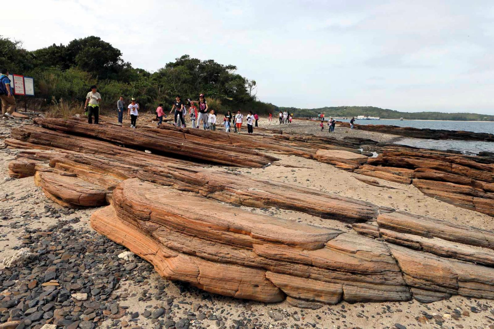 Patterned rock formations at the Global Geopark in Hong Kong