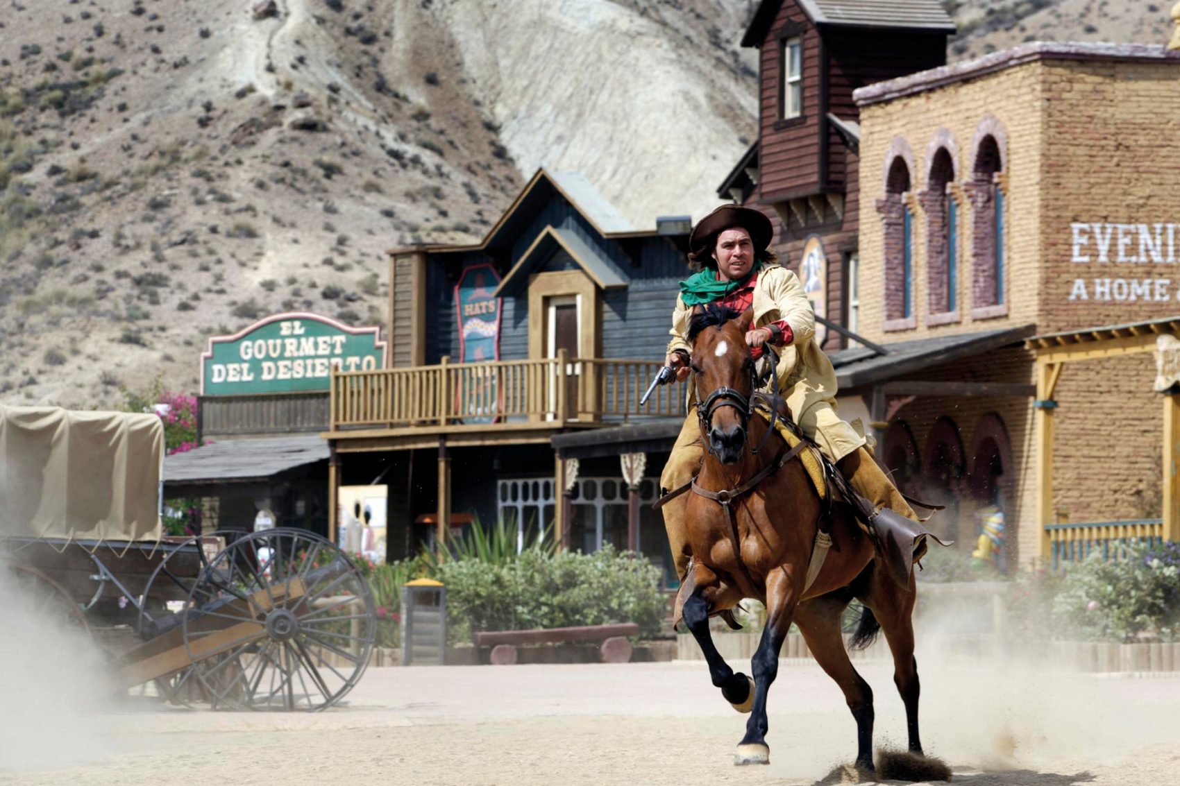 Cowboy shootout at Spaghetti Western film set
