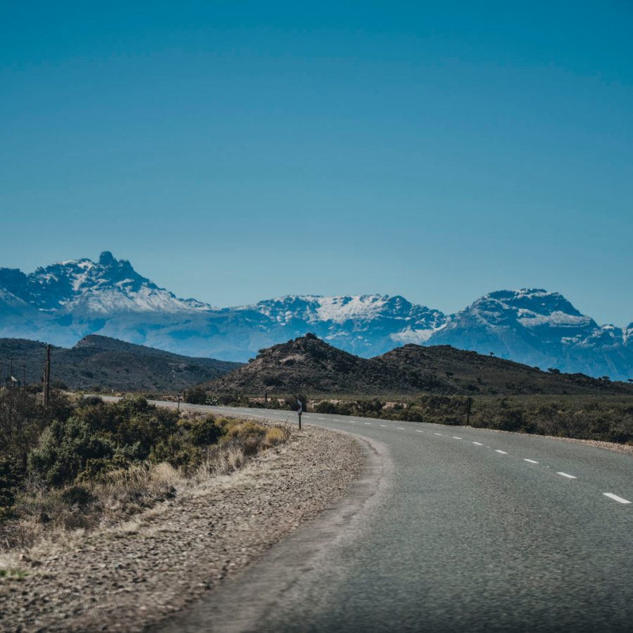 Highway into a mountain range
