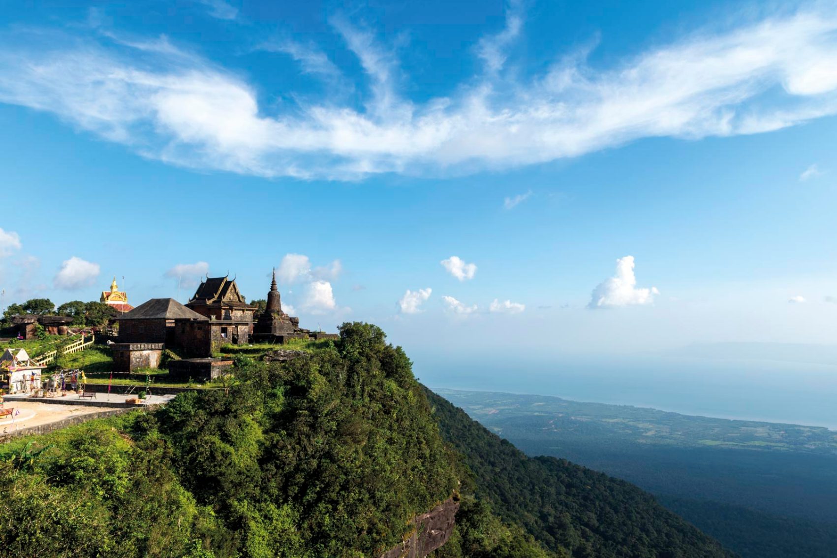 Cambodia, mountains and clear blue skies