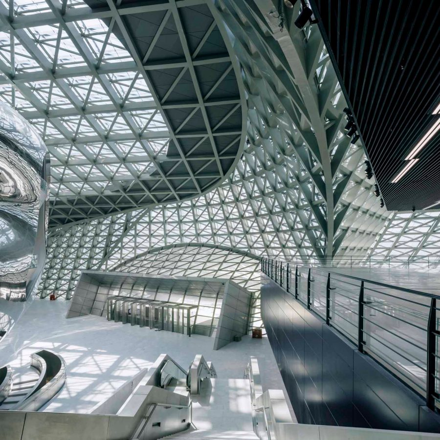 An interior view of the Museum of Contemporary Art & Planning Exhibition in Shenzhen, China (Greater Bay Area)