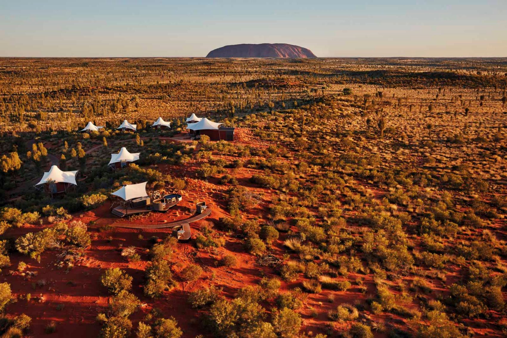 Australian Baillie Lodges Group Longitude 131 in outback near giant inselberg