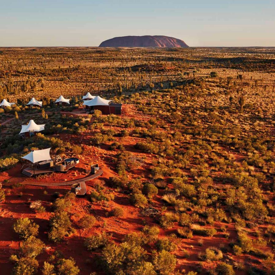 Australian Baillie Lodges Group Longitude 131 in outback near giant inselberg
