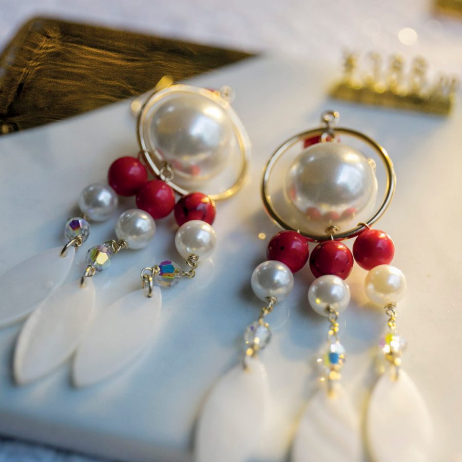 A pair of earrings sold at Commune Market, Yongjia Road, Shanghai, China