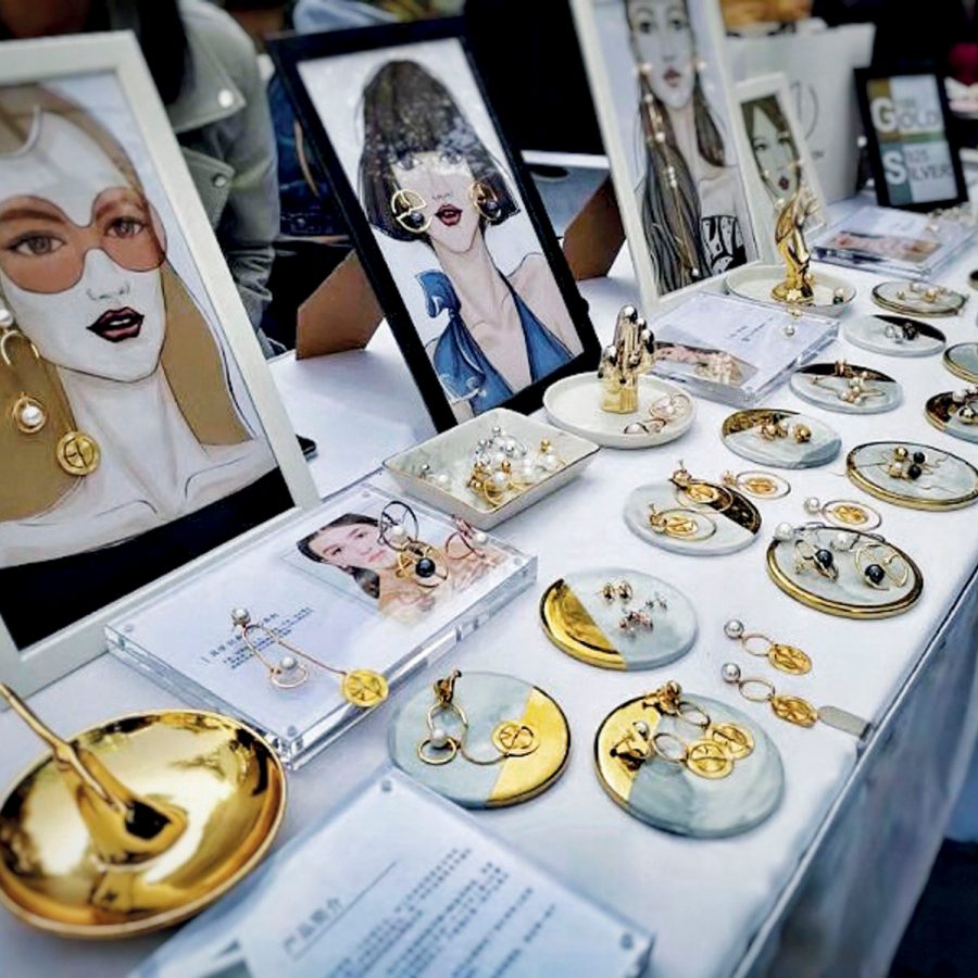 An accessory booth at the Commune Market in Shanghai