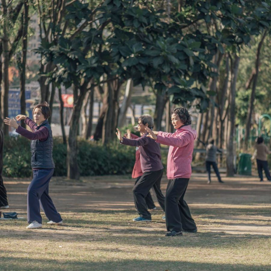 Elderly locals work out at Victoria Park