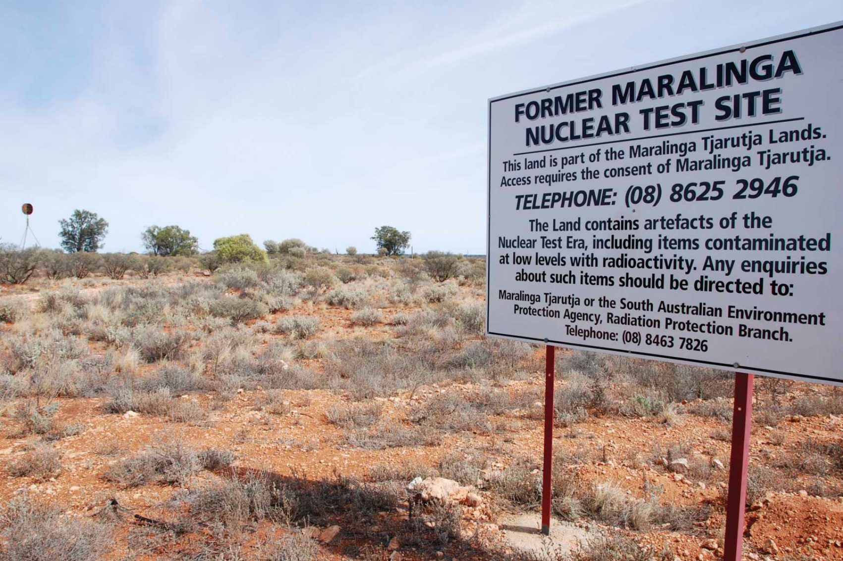Maralinga nuclear test site sign