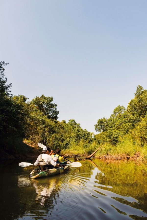 Paddling on a river