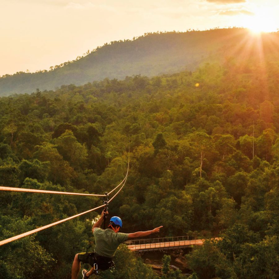 Zipline against the sunset 