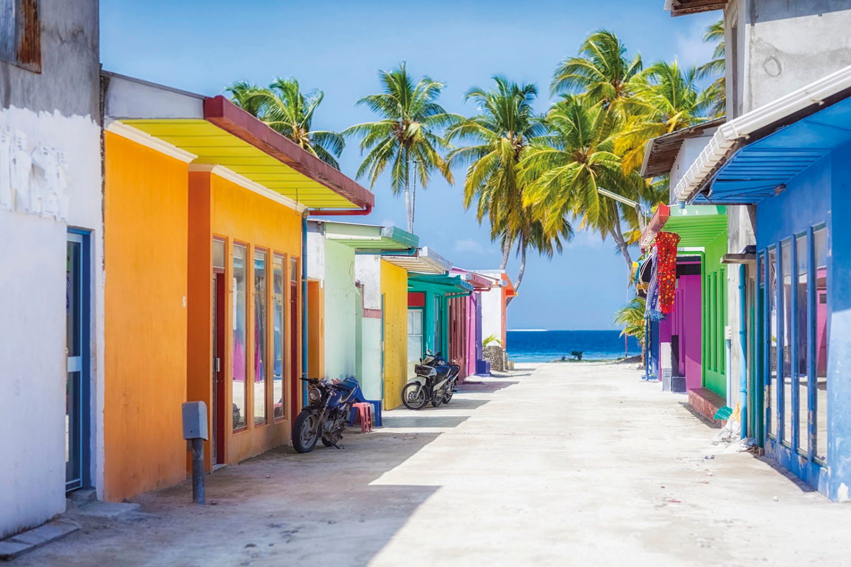 Colourful buildings on the beach