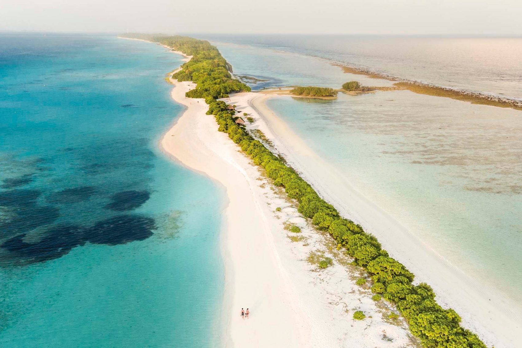 Long stretch of beach in the Maldives