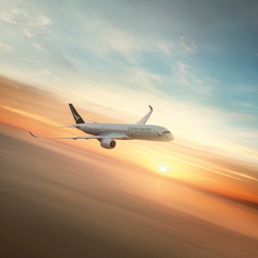 Cathay Pacific aircraft in the air